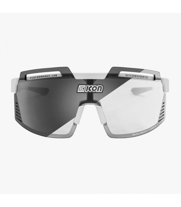 SCICON AEROWATT FOZA WHITE GLOSS SUNGLASSES (PHOTOCROMIC SILVER LENS)