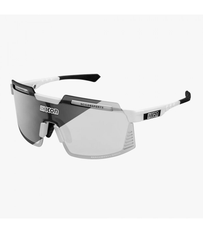 SCICON AEROWATT FOZA WHITE GLOSS SUNGLASSES (PHOTOCROMIC SILVER LENS)
