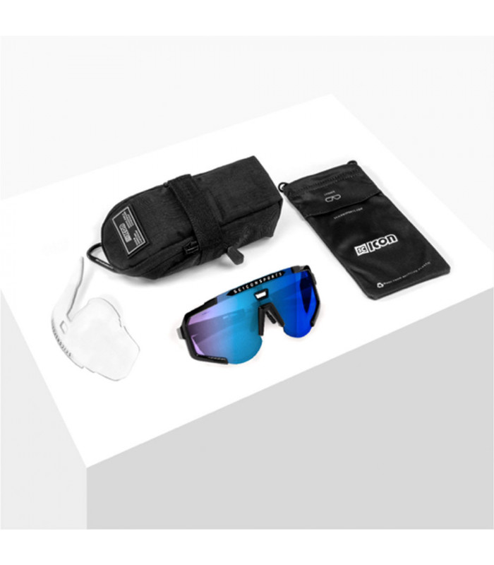 SCICON AEROSCOPE BLACK SUNGLASSES (MULTIMIRROR BLUE LENS)