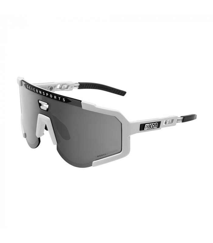 SCICON AEROSCOPE WHITE SUNGLASSES (MULTIMIRROR SILVER LENS)