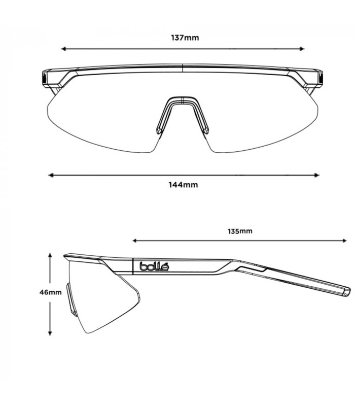 BOLLE MICRO EDGE BLACK MATTE SUNGLASSES (TNS GUN LENS)