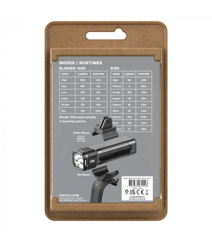 JUEGO LUCES KNOG BLINDER 1300 + BLINDER R-150
