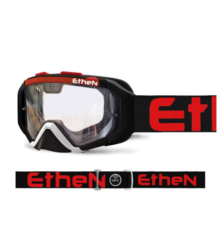MÁSCARA ETHEN 05R ENDURO NEGRA-ROJA (LENTE TRANSPARENTE)