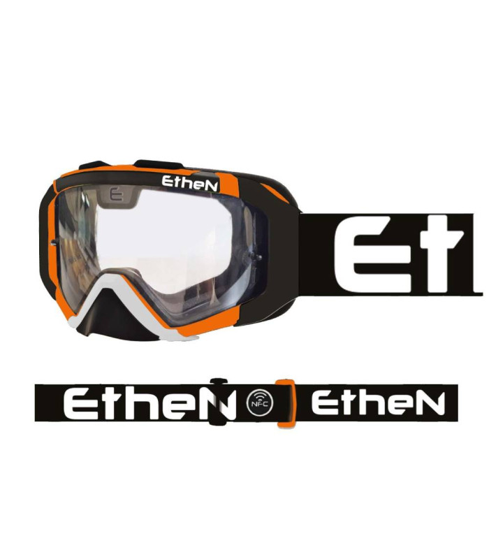 MÁSCARA ETHEN 05R ENDURO NEGRA-NARANJA (LENTE TRANSPARENTE)
