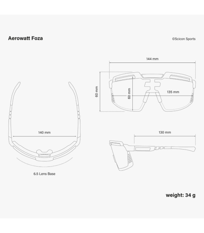 SCICON AEROWATT FOZA BLACK GLOSS SUNGLASSES (MULTIMIRROR RED LENS)