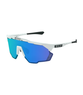 SCICON AEROSHADE KUNKEN WHITE GLOSS SUNGLASSES (MULTIMIRROR BLUE LENS)