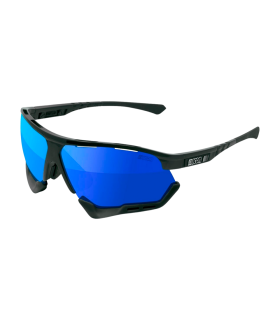 SCICON AEROCOMFORT XL BLACK SUNGLASSES (MULTIMIRROR BLUE LENSES)