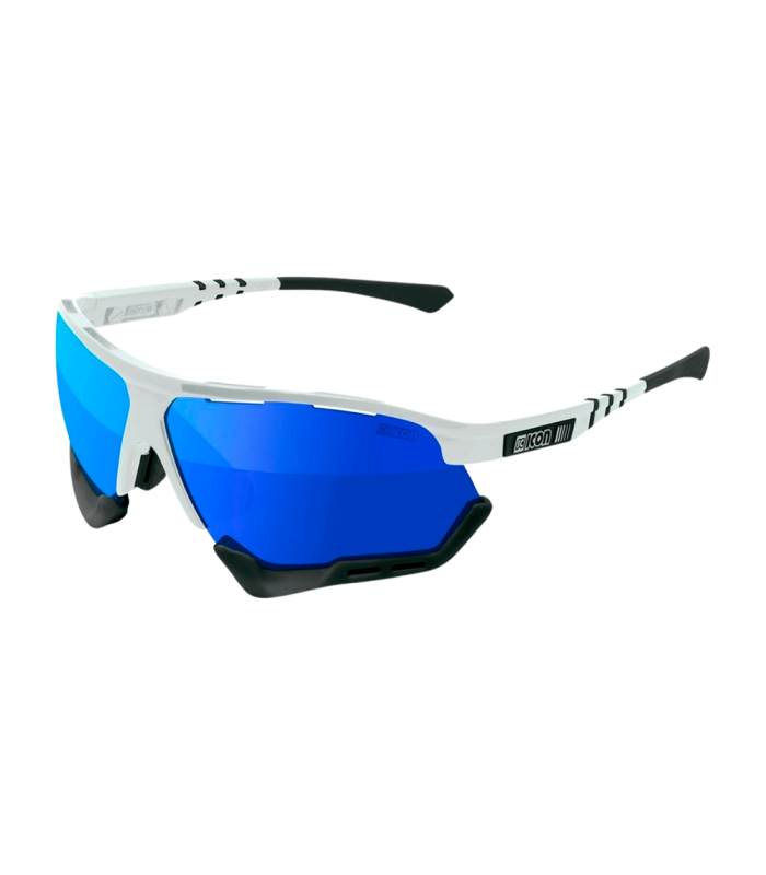SCICON AEROCOMFORT XL WHITE SUNGLASSES (MULTIMIRROR BLUE LENSES)