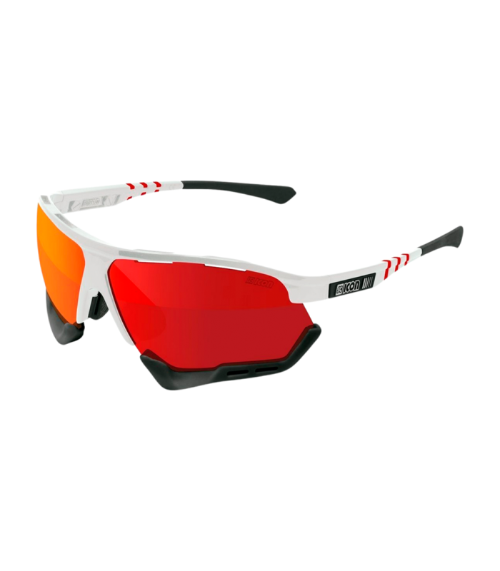 SCICON AEROCOMFORT XL WHITE SUNGLASSES (MULTIMIRROR RED LENSES)