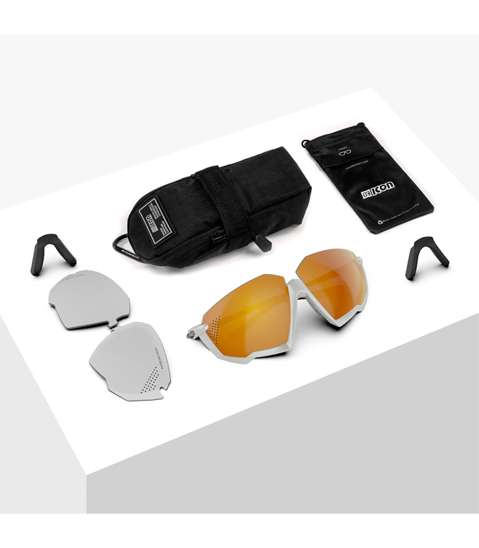 SCICON AEROJET TITANIUM METAL WHITE SUNGLASSES (MULTIMIRROR BRONZE LENSES)
