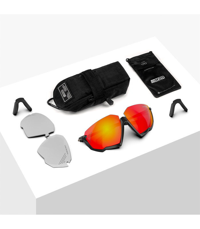 GAFAS SCICON AEROJET TITANIUM METAL BLACK (LENTES MULTIESPEJO ROJO)