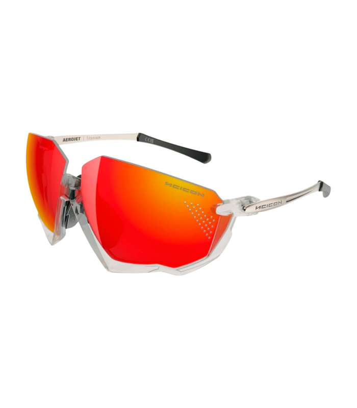 SCICON AEROJET TITANIUM CRYSTAL GLOSS SUNGLASSES (MULTIMIRROR RED LENSES)