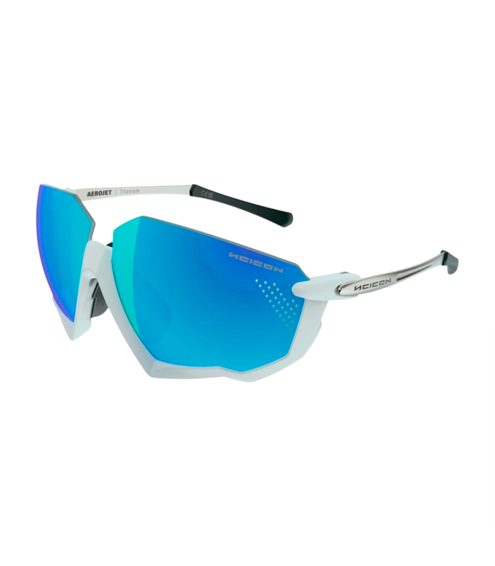 SCICON AEROJET TITANIUM METAL WHITE SUNGLASSES (MULTIMIRROR BLUE LENSES)