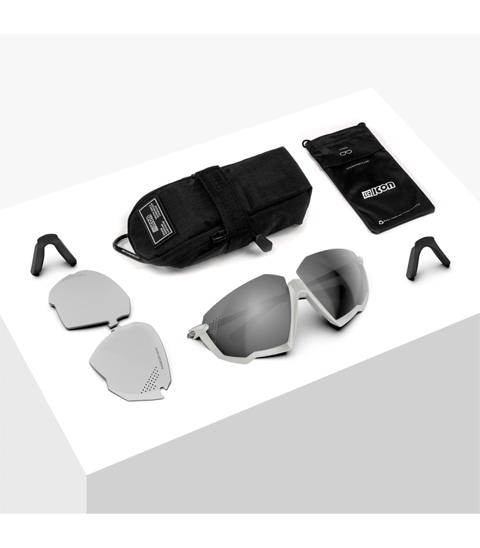 SCICON AEROJET TITANIUM METAL WHITE SUNGLASSES (MULTIMIRROR SILVER LENSES)