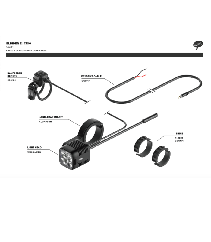 KNOG BLINDER E 1300 FRONT E-BIKE LIGHT