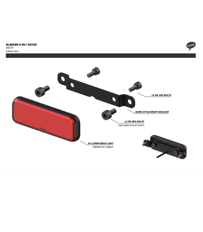 KNOG BLINDER E RH REAR E-BIKE LIGHT