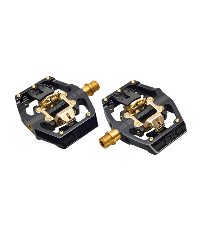 HT X3 TITANIUM SPINDLE DOWNHILL-ENDURO LIMITED EDITION PEDALS (STEALTH BLACK-GOLD MECHANISM)