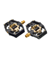 HT X3 TITANIUM SPINDLE DOWNHILL-ENDURO LIMITED EDITION PEDALS (STEALTH BLACK-GOLD MECHANISM)