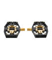 HT X3 TITANIUM SPINDLE DOWNHILL-ENDURO LIMITED EDITION PEDALS (STEALTH BLACK-GOLD MECHANISM)