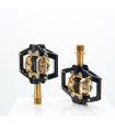 HT T2 TITANIUM SPINDLE LIMITED EDITION ENDURO PEDALS (STEALTH BLACK/GOLD MECHANISM)