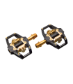 HT T2 TITANIUM SPINDLE LIMITED EDITION ENDURO PEDALS (STEALTH BLACK/GOLD MECHANISM)