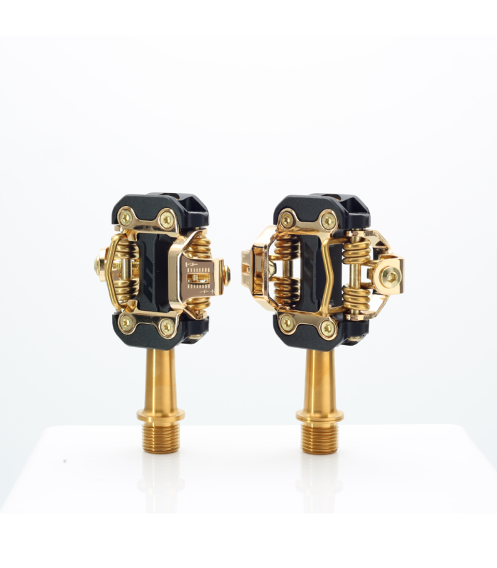 HT M2 TITANIUM SPINDLE CROSS COUNTRY LIMITED EDITION PEDALS (STEALTH BLACK/GOLD MECHANISM)