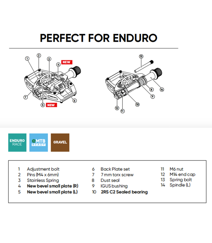 HT T2 TITANIUM SPINDLE LIMITED EDITION ENDURO PEDALS (STEALTH BLACK/GOLD MECHANISM)