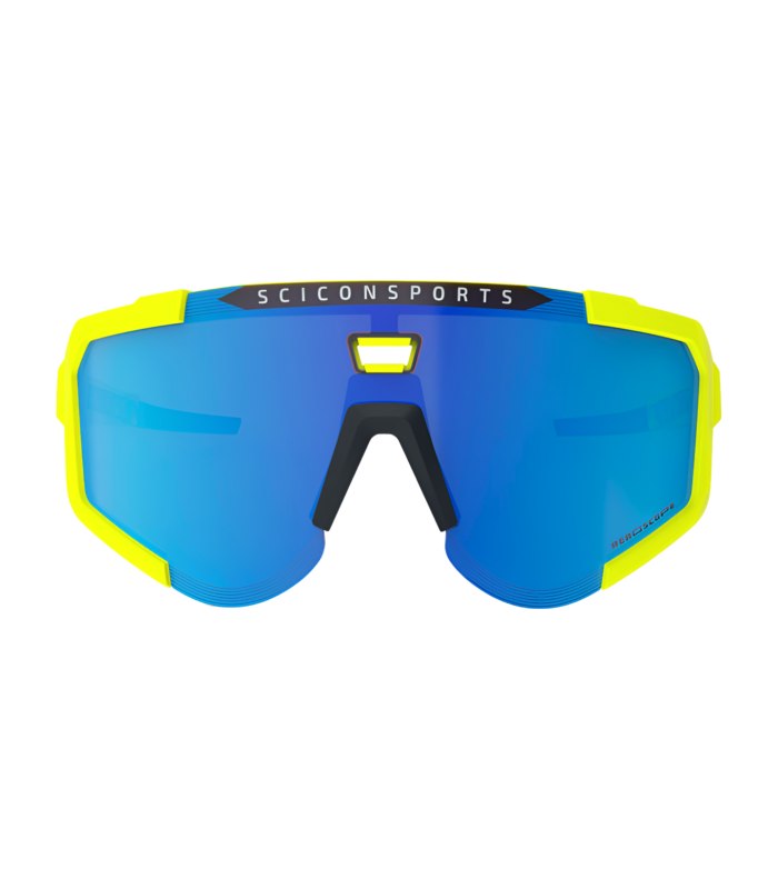 SCICON AEROSCOPE FLUO YELLOW SUNGLASSES (MULTIMIRROR BLUE LENS)