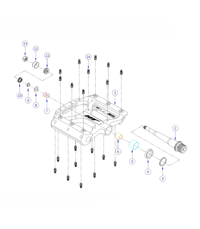 HT AE05 TITANIUM SPINDLE PLATFORM PEDALS (BLACK)