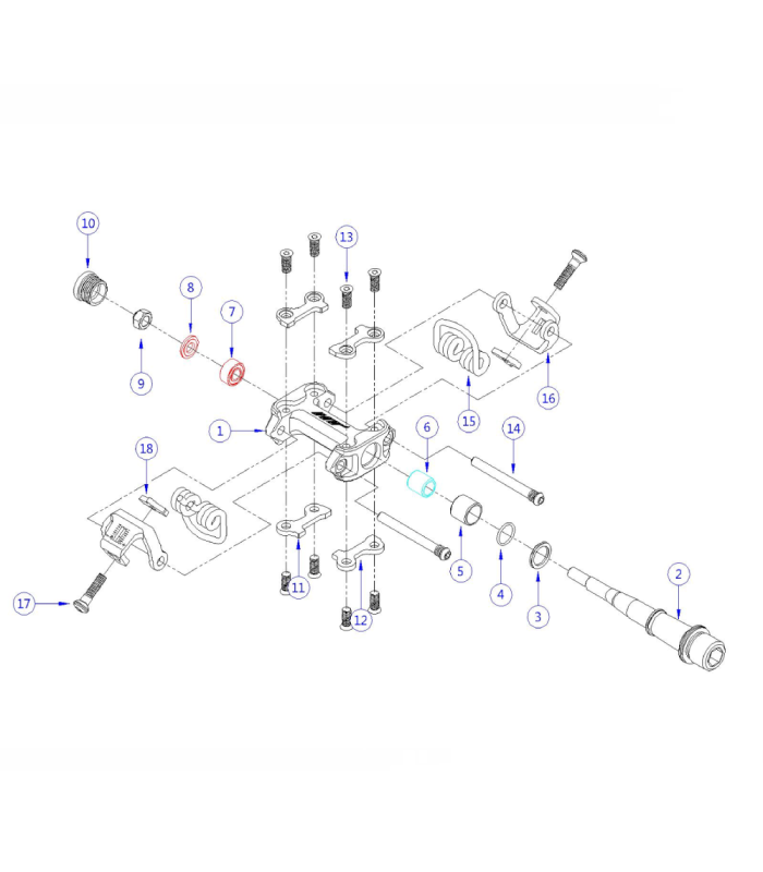 DESPIECE COMPLETO CLIPS ENGANCHE PEDALES HT M1 (NEGRO)