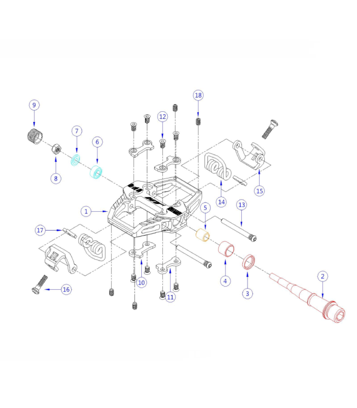 HT T1 PEDAL SPINDLES
