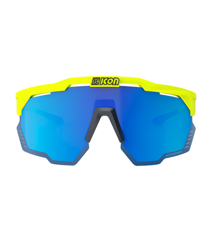 SCICON AEROSHADE KUNKEN FLUO YELLOW SUNGLASSES (MULTIMIRROR BLUE LENS)