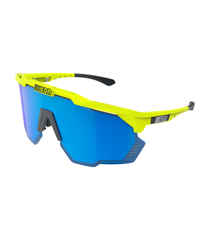 SCICON AEROSHADE KUNKEN FLUO YELLOW SUNGLASSES (MULTIMIRROR BLUE LENS)