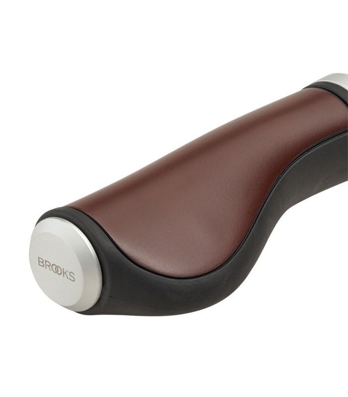 BROOKS ERGONOMIC LEATHER GRIPS (BROWN/130 MM-130 MM)