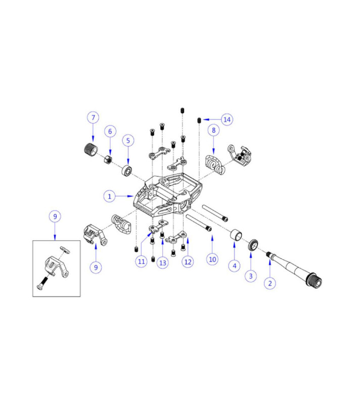 DESPIECE COMPLETO CLIP ENGANCHE PEDALES HT T2 (PLATA)