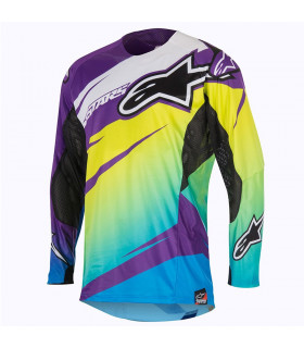 CAMISETA MX ALPINESTARS TECHSTAR VENOM  LIMA/CYAN/PURPURA.