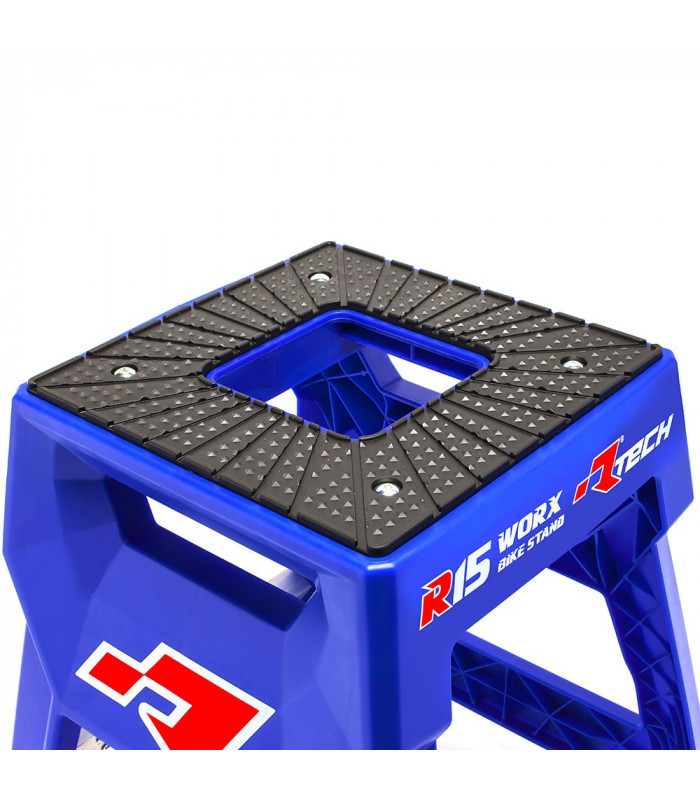 CABALLETE PLASTICO MOTO AZUL  CON BANDEJA HERRAMIENTAS