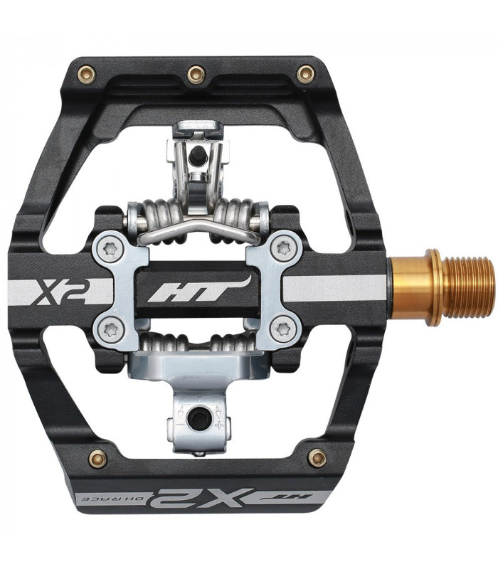 PEDALES HT MTB X2T NEGROS EJE TITANIO