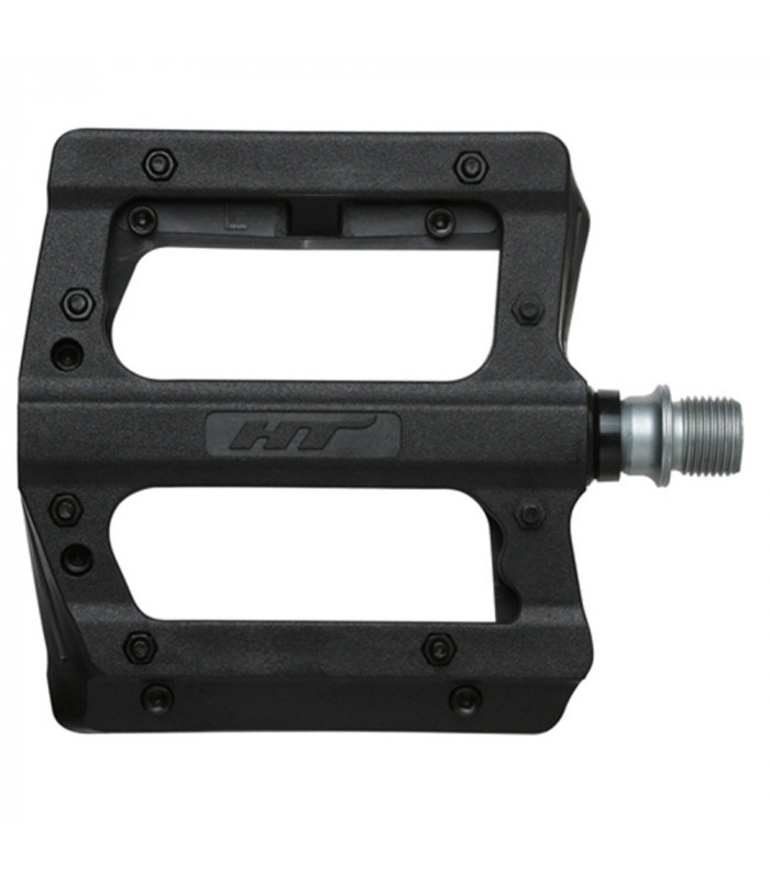PEDALES HT PLATAFORMA MTB PA12 NEGROS  PINS METALICOS